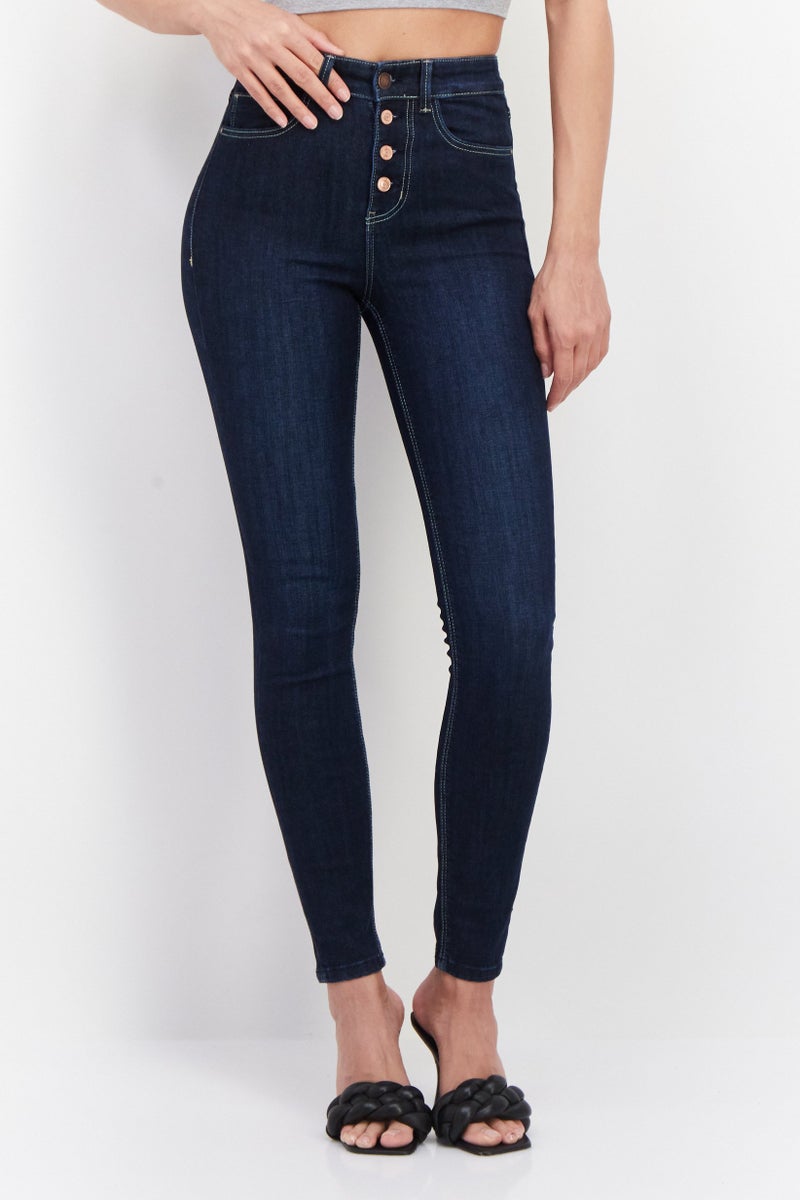 GUESS Women Skinny Fit Slid Denim Jeans, Blue - Image 1