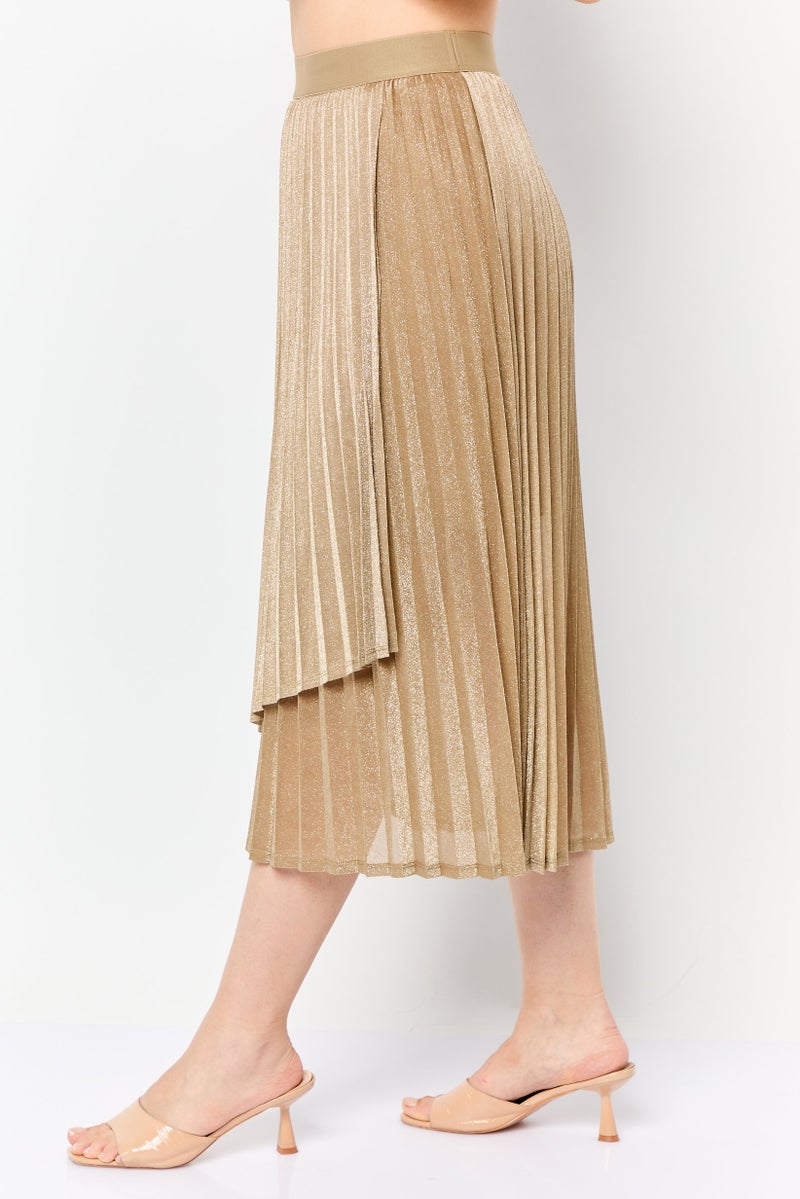 ESPRIT Women Pleated Pleated Skirt, Gold - Image 4