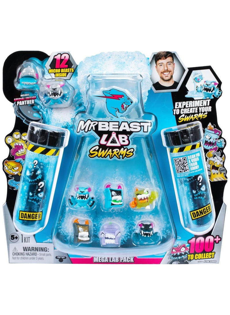 MrBeast Lab - MrBeast Lab Swarms Mega Lab 12 Pk Hard Boiled - Experiment by Adding Water, Shaking The Test Tube & Revealing 12pk of 1" MrBeast Collectible Characters, Includes Special Edition Panther - Image 1