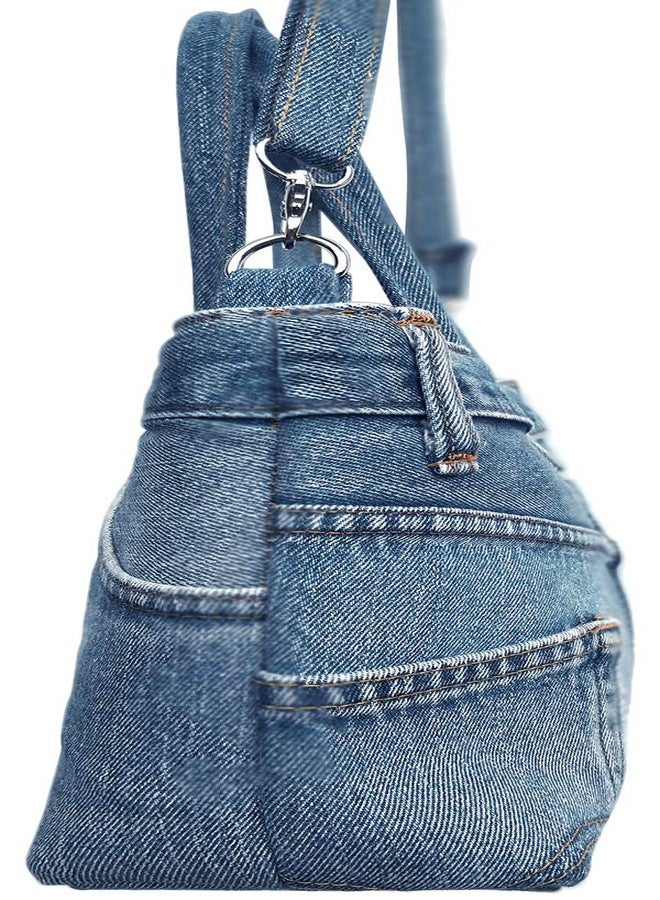 Bijoux De Ja BDJ Classic Blue Denim Jean Pants Women Top Handle Shoulder Handbag Purse (3CH-012) - Image 4