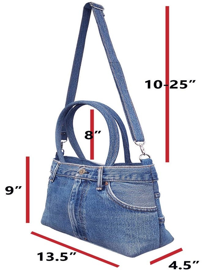 Bijoux De Ja BDJ Classic Blue Denim Jean Pants Women Top Handle Shoulder Handbag Purse (3CH-012) - Image 5