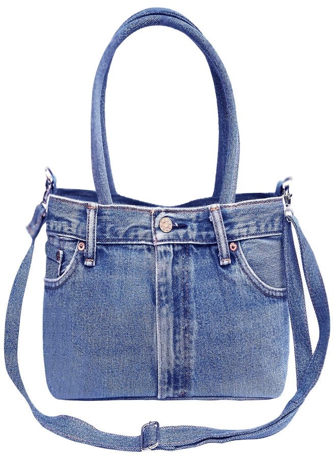 Bijoux De Ja BDJ Classic Blue Denim Jean Pants Women Top Handle Shoulder Handbag Purse (3CH-012) - Image 3