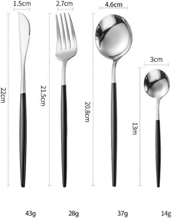 Silverware Set 10/20/30Piece Portuguese Cutlery Flat Handle Stainless Steel Knives, Forks, Spoons and Chopsticks(Rose Gold,4 Set) - Image 2