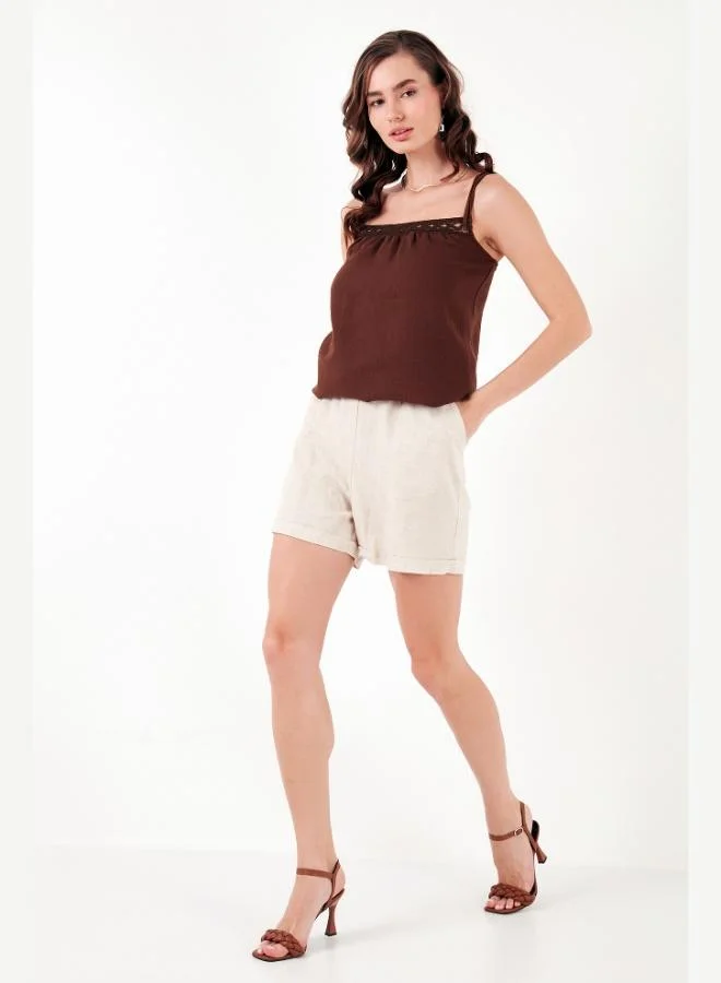 Lela Lela Cotton Regular Fit Strappy Blouse Women's BLOUSE 611BZ0299