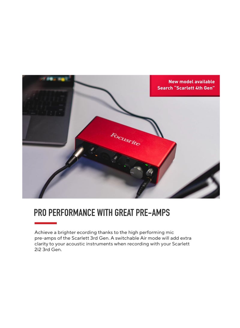 Focusrite Focusrite Scarlett 2I2 3Rd Gen Usb Audio Interface For Recording, Songwriting, Streaming And Podcasting — High-Fidelity, Studio Quality Recording, And All The Software You Need To Record  - Image 5