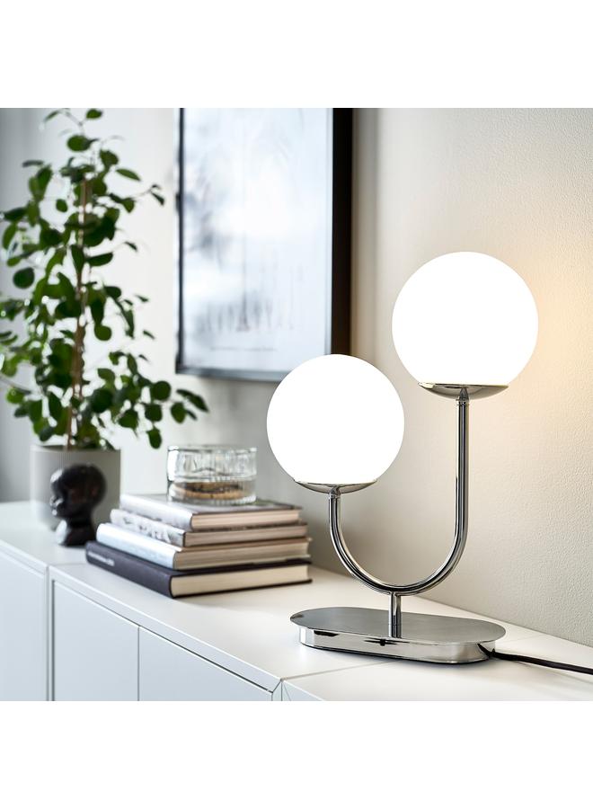 Zaboon Table Lamp, Chrome-Plated/Opal White Glass, 42 Cm - Image 3