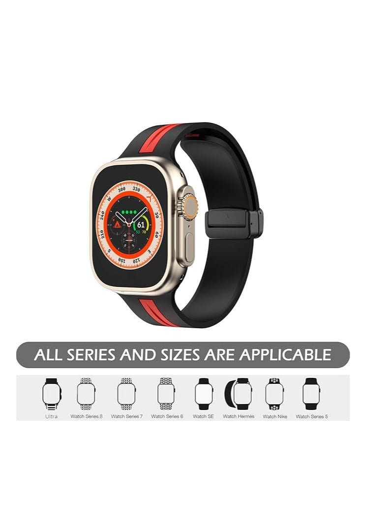 Silicone Magnetic Strap for Apple Watch Ultra Band 49mm 45mm 44mm 42mm Men/Women, Soft Sport Silicone Replacement Wristband Strap for iwatch Series 9/8/7/6/5/4/3/2/SE/Ultra2 - Image 1