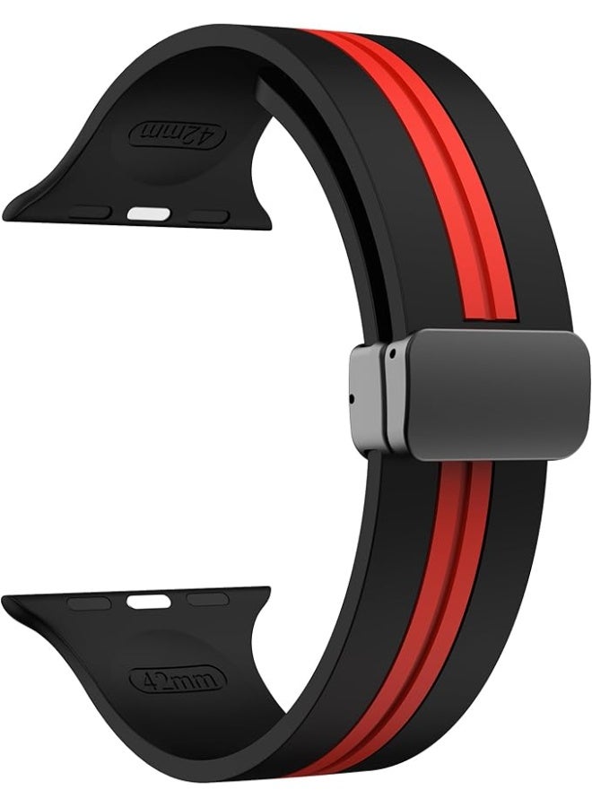 Silicone Magnetic Strap for Apple Watch Ultra Band 49mm 45mm 44mm 42mm Men/Women, Soft Sport Silicone Replacement Wristband Strap for iwatch Series 9/8/7/6/5/4/3/2/SE/Ultra2 - Image 3