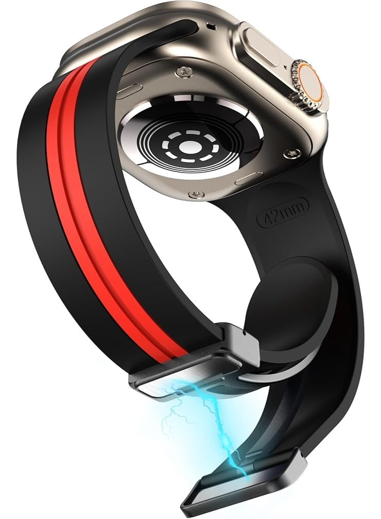 Silicone Magnetic Strap for Apple Watch Ultra Band 49mm 45mm 44mm 42mm Men/Women, Soft Sport Silicone Replacement Wristband Strap for iwatch Series 9/8/7/6/5/4/3/2/SE/Ultra2 - Image 5