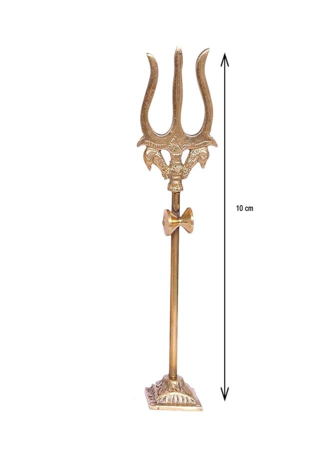 VR CREATIVES Brass Trishul, Trident Damru With Stand Brass Statue For Car Dashboard/Temple, Puja Ghar, 10 Cm - Image 5