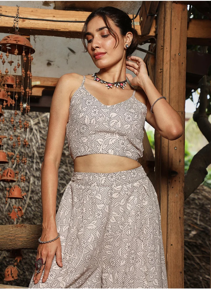  قصة Women's Off-White Indie Flora Co-Ord Set