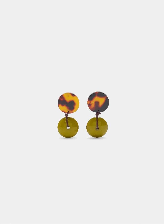 PARFOIS Round Earrings With Tortoiseshell Effect