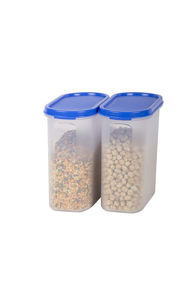 SIMPARTE Plastic Air Tight Kitchen Stackable BPAFree Modular Design Storage Container Set with Plain Lids for Kitchen Storage 1800ML Peppy Blue Medium Set of 2 - Image 1