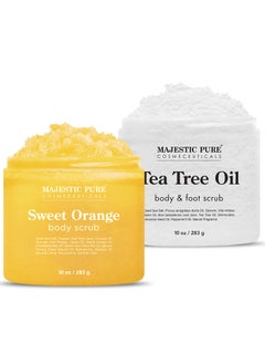 Majestic Pure Majestic Pure Sweet Orange Scrub 10 oz and Tea Tree Scrub 10 oz Bundle 