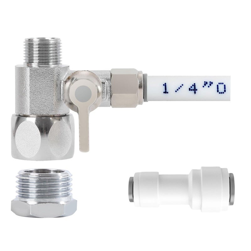 GOOGIES Feed Water Adapter Water Line Splitter,Brass Water Supply Valve,Faucet Valves,Feed Water Adapter for Refrigerators, Ice maker, Reverse Osmosis,RO Water Filter Systems - Image 1