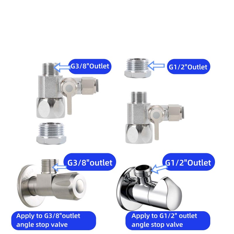 GOOGIES Feed Water Adapter Water Line Splitter,Brass Water Supply Valve,Faucet Valves,Feed Water Adapter for Refrigerators, Ice maker, Reverse Osmosis,RO Water Filter Systems - Image 2