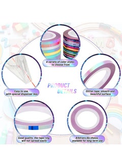 Patelai 69 Rolls Striping Tape For Tumblers Pinstripe Tape Nail Tape Thin Strip Holographic Tape Self Adhesive Tumbler Tape With Dispenser Case For Diy Tumblers Nail Decoration Crafts, 1 Mm And 3  - Image 4