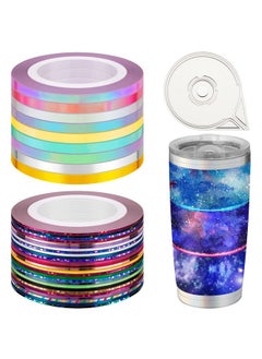 Patelai 69 Rolls Striping Tape For Tumblers Pinstripe Tape Nail Tape Thin Strip Holographic Tape Self Adhesive Tumbler Tape With Dispenser Case For Diy Tumblers Nail Decoration Crafts, 1 Mm And 3  - Image 1