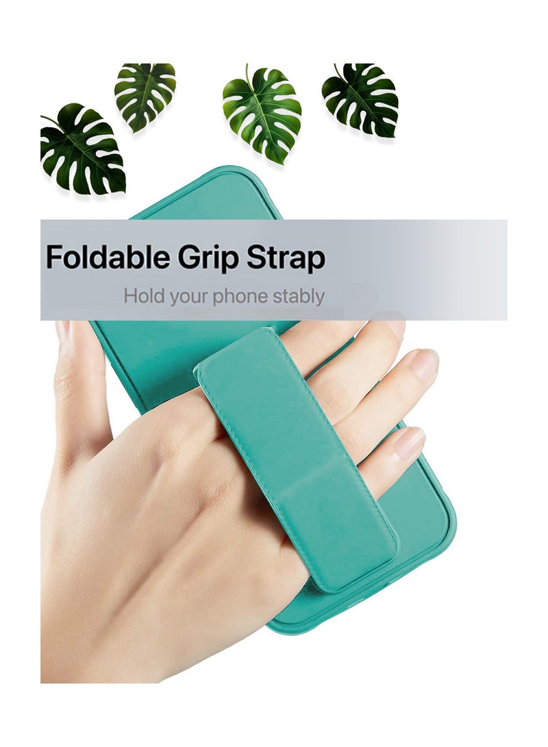 Wtech Hand Grip Foldable Magnetic Kickstand Wrist Strap Finger Grip With Built-In Iron Case Cover For Honor X7 4G 2022 Sea Green - Image 2