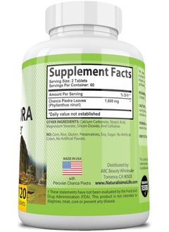 NaturalisimoLife Chanca Piedra 800MG per Tablet - 120 Tablets Kidney Stone Crusher Gallbladder Support Peruvian Chanca Piedra  - Image 2