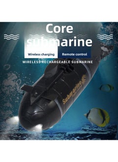 Idle Cattle Small Remote Control Nuclear Submarine Submarine Charging Hovercraft Toy Boat Speedboat Mini Waterproof Fish Tank Battery-Color:Coke Shark Blue 40hz-Specifications:Standard-send Battery Screwdriver