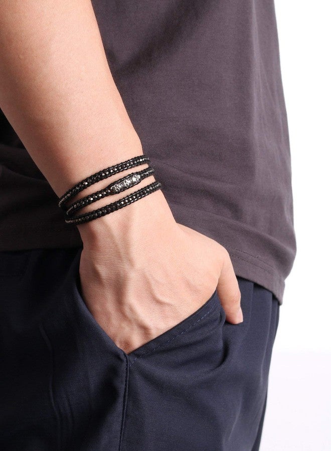 KELITCH Skull 3 Wrap Leather Bracelet Punk Beaded Bracelets Stackable Gothic Bangle Bracelets - Image 2
