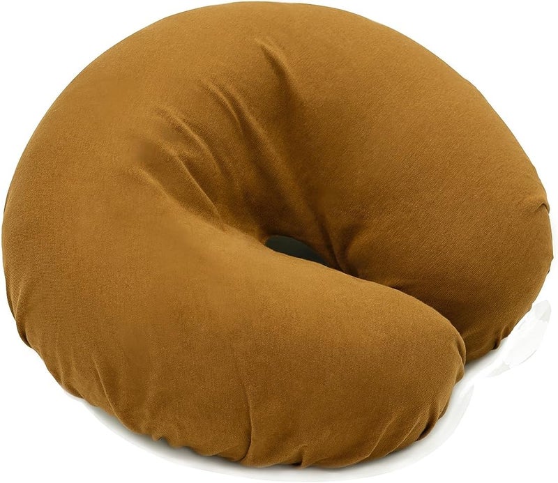 Massage Face Rest Cradle Cover by Acuforce | Patented Face Pillow Covers | 100% Cotton & Seamless | Crescent Cover Fits Massage Table & Chair Cushions (5 Pack, Chocolate)
