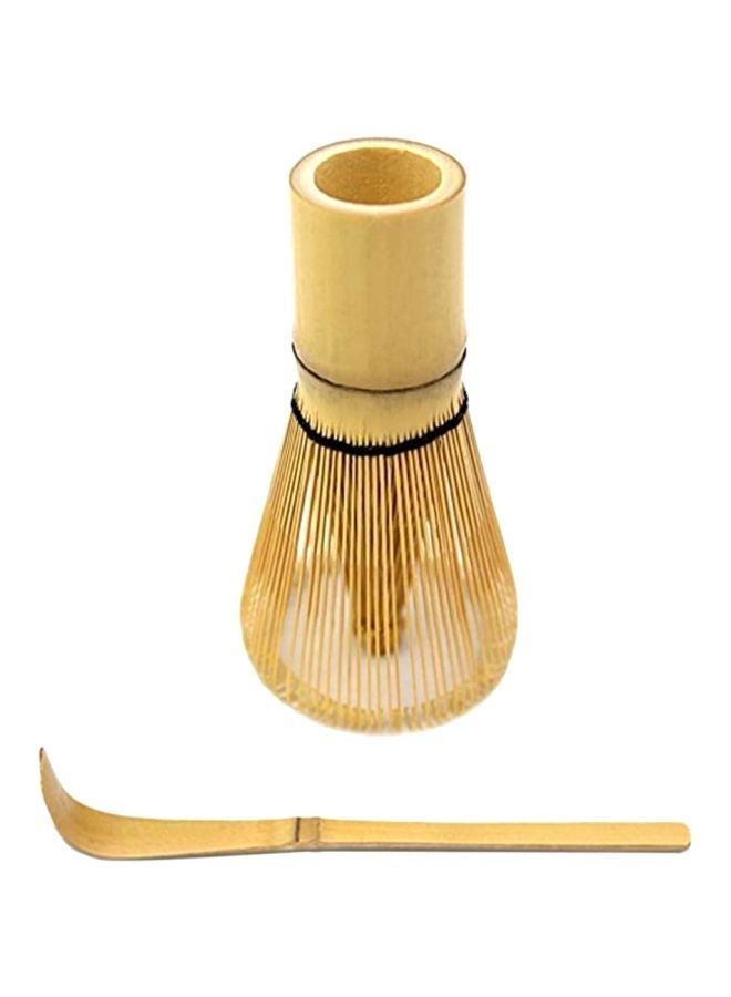 NIBEMINENT 2-Piece Bamboo Whisk With Hooked Scoop Set Beige - Image 1