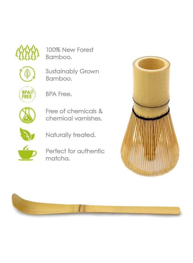NIBEMINENT 2-Piece Bamboo Whisk With Hooked Scoop Set Beige - Image 2