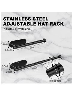 Excefore 2 Pack Hat Racks for Baseball Caps, Retractable Hat Organizer Holder 20 Caps Stainless Steel Hat Storage Hooks Hanger Strong Adhesive Or Wall Drilled For Closet/Door/Living Room/Bedroom/Entryroom  - Image 2