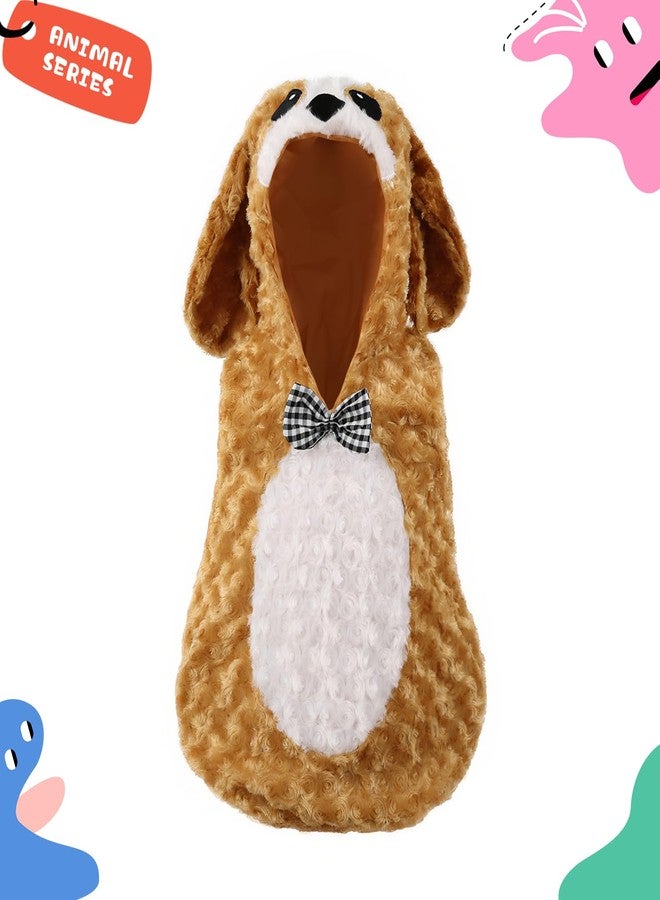 UQJE Kids Dog Costume Furry Toddler Puppy Costume Halloween Cute Plush Dog Dress Up Baby Animal Costumes-L - Image 4