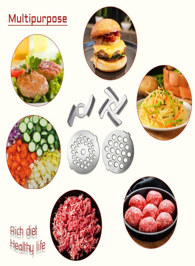 شفرات وصفائح مفرمة اللحم من VNIMTI، ملحقات مفرمة لحم من الفولاذ المقاوم للصدأ لخلاط اللحم، قطع غيار مفرمة اللحم مع شفرتين حادتين وصفيحتين للتقطيع - Image 2