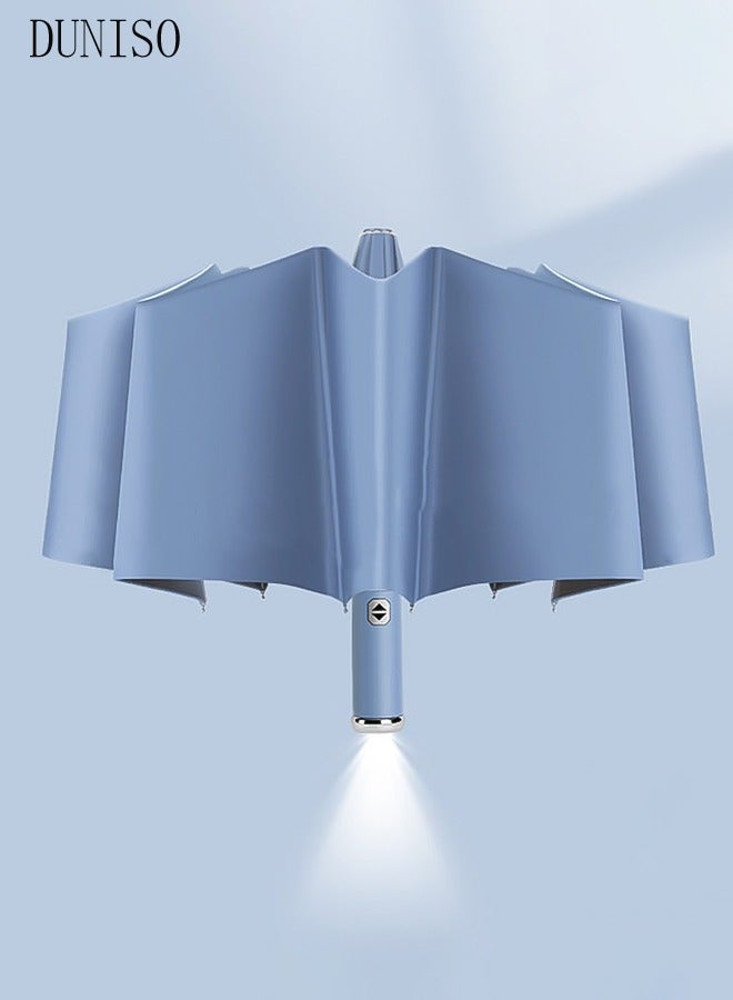 DUNISO Portable Windproof Folding Travel Umbrella With LED Flashlight Anti-UV Sun And Rain Umbrellas For Women And Men - Image 1