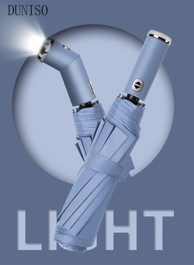 DUNISO Portable Windproof Folding Travel Umbrella With LED Flashlight Anti-UV Sun And Rain Umbrellas For Women And Men - Image 2