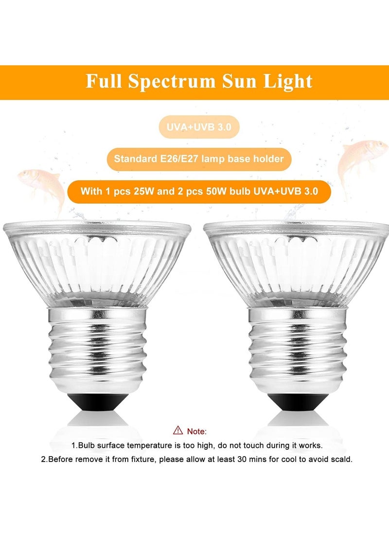 erorex - Reptile Heat Lamp 25W/50W UVA UVB Full Spectrum Basking Spot Light with Adjustable Dimmable Switch and Heavy-Duty Clamp, for Fish Tank Reptile Amphibians Pets - Image 1