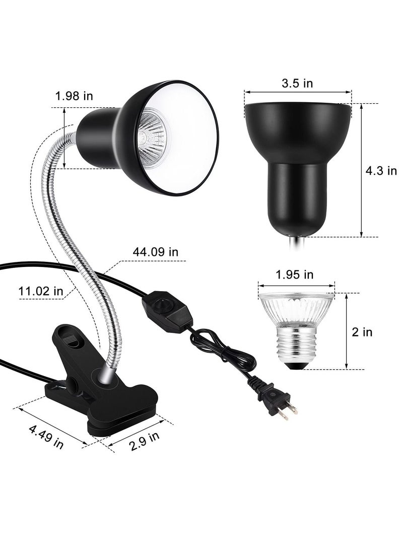 erorex - Reptile Heat Lamp 25W/50W UVA UVB Full Spectrum Basking Spot Light with Adjustable Dimmable Switch and Heavy-Duty Clamp, for Fish Tank Reptile Amphibians Pets - Image 1