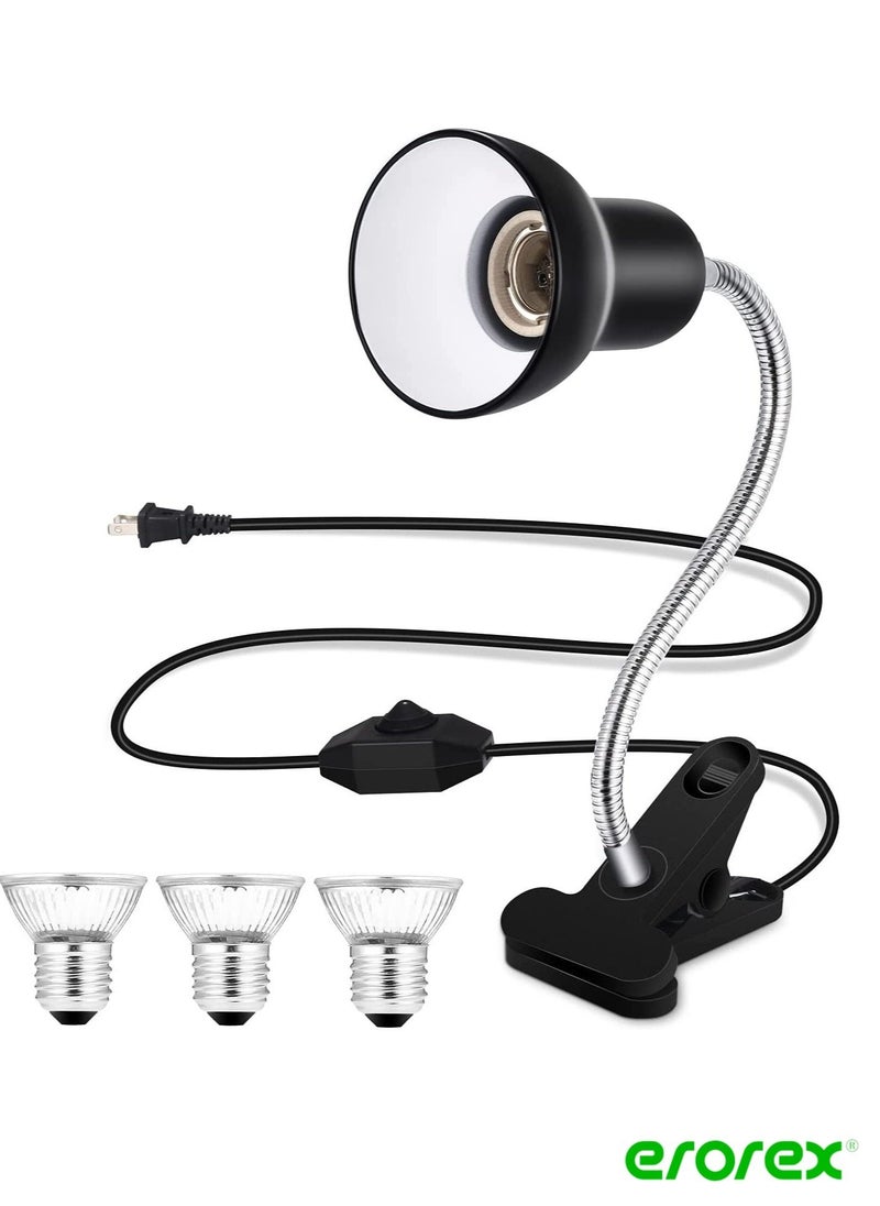 erorex - Reptile Heat Lamp 25W/50W UVA UVB Full Spectrum Basking Spot Light with Adjustable Dimmable Switch and Heavy-Duty Clamp, for Fish Tank Reptile Amphibians Pets - Image 1