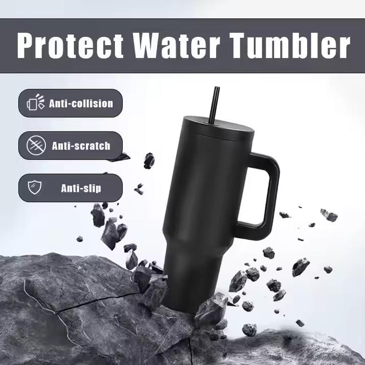 Wrixty 40 oz Tumbler with Handle and Straw Lid Stainless Steel Double Wall Vacuum Insulated Travel Mug Insulated Coffee Mug with Silicone Spill Proof Stopper Set Multi Color - Image 3