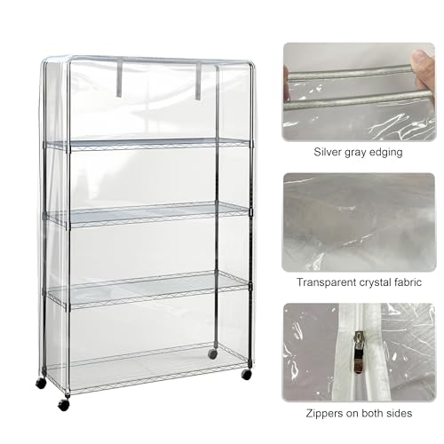 IndigoTempest9 Clear PVC Shelf Cover – Fully Visible Waterproof Wire Rack Protector with Zipper, 36" W x 14" D x 54" H, Cover Only - Image 3