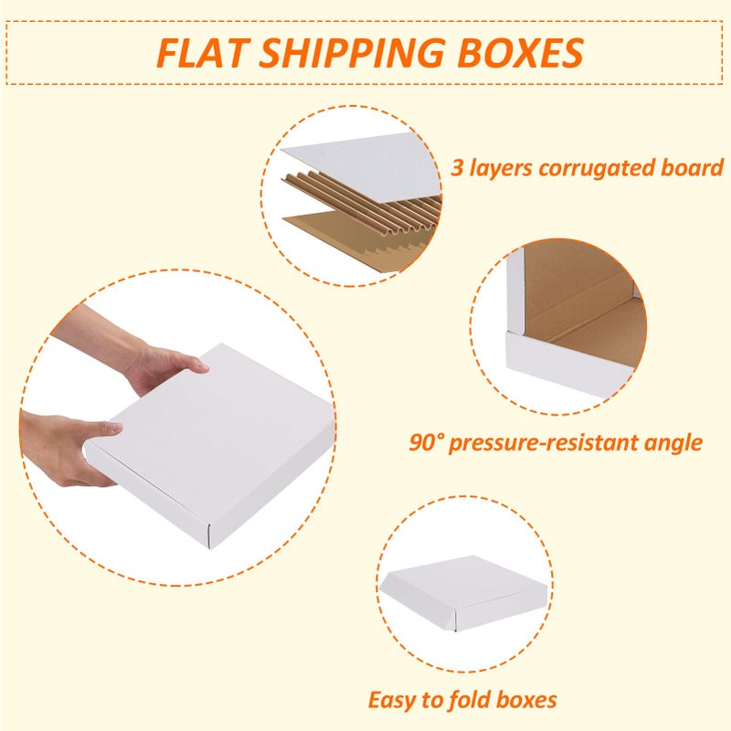 HORLIMER 12x10x2 inches Shipping Boxes Set of 25, White Corrugated Cardboard Box Literature Mailer - Image 3