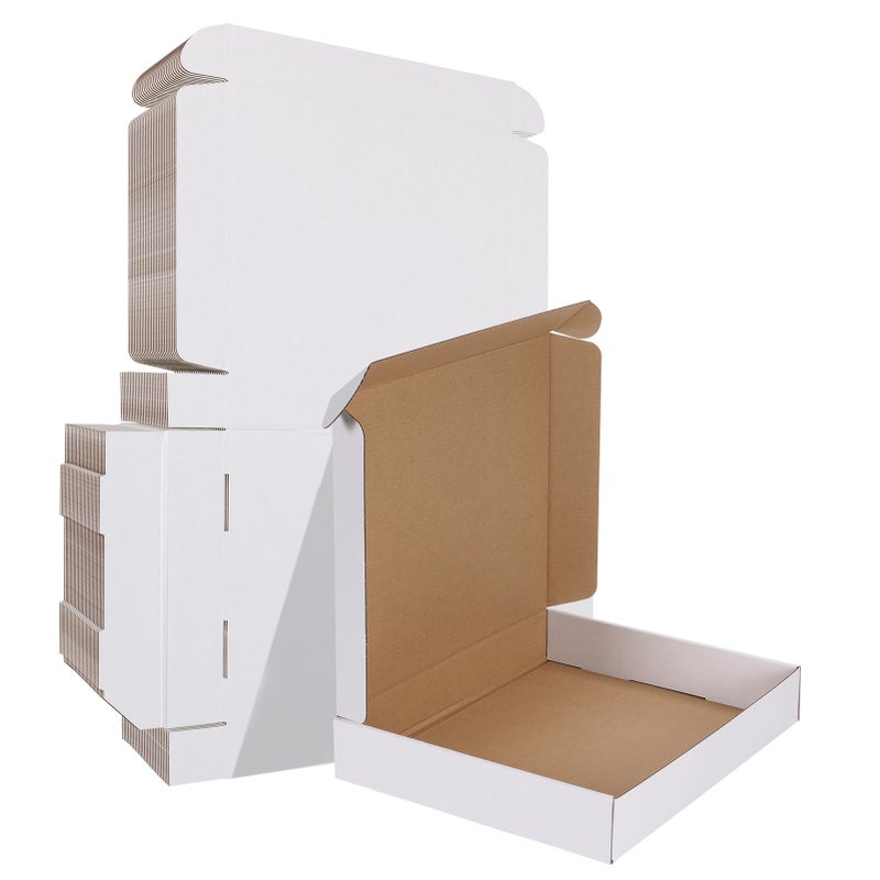 HORLIMER 12x10x2 inches Shipping Boxes Set of 25, White Corrugated Cardboard Box Literature Mailer - Image 1
