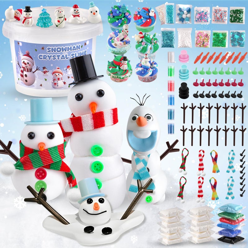 LAWOHO Build a Snowman Kit 500ML Crystal Slime Clay Christmas Charms Snowman Crafts for Kids Stocking Stuffers for Adults Slime Party Favors Kit - Image 3