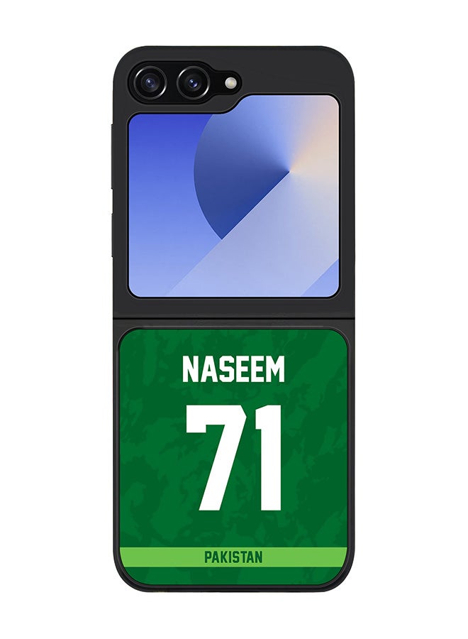 Stylizedd Rugged Black edge case for Samsung Galaxy Z Flip7 FE, Slim fit Soft Case Flexible Anti Drop TPU Gel Thin Cover - Team Pakistan Naseem Shah, Jersey No 71 - Image 1