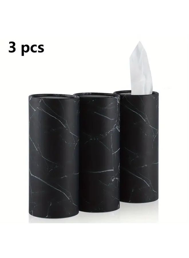 Black Marble Car Cup Holder Tissue Dispenser Round Design For Vehicle And Bathroom - Image 2
