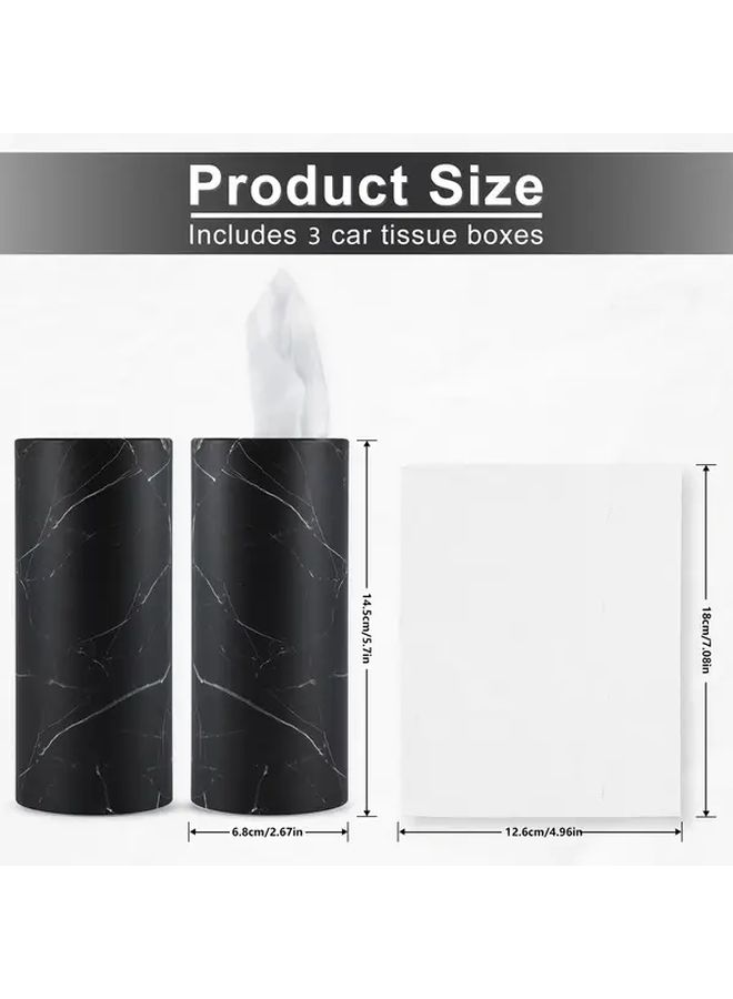 Black Marble Car Cup Holder Tissue Dispenser Round Design For Vehicle And Bathroom - Image 4