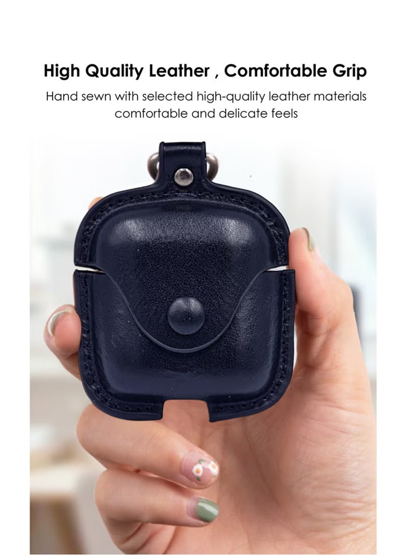 Waldic Huawei Freebuds SE 3 Premium Leather Protective Case Cover For Huawei Freebuds SE 3 (Front LED Visible) | Shockproof Full-Body Protective Case Cover for Huawei Freebuds SE 3 with Keychain (Airpods Not Included) - Blue - Image 2