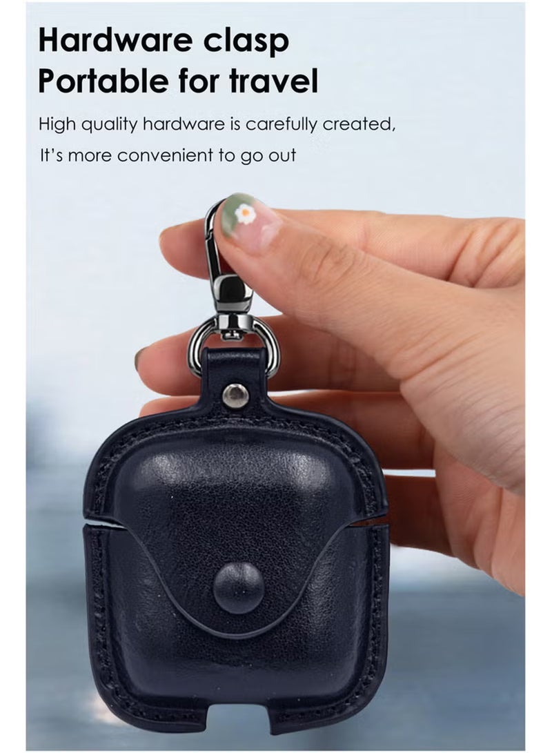 Waldic Huawei Freebuds SE 3 Premium Leather Protective Case Cover For Huawei Freebuds SE 3 (Front LED Visible) | Shockproof Full-Body Protective Case Cover for Huawei Freebuds SE 3 with Keychain (Airpods Not Included) - Blue - Image 3