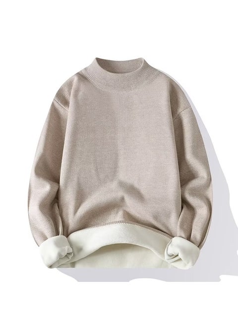 Winter Mens Thick Turtleneck Sweater Apricot