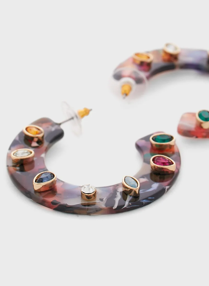 ALDO Stone Hoop Earrings