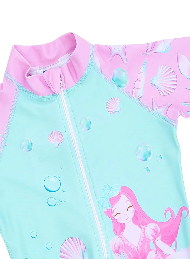 babyqlo Aqua Mermaid 1 Pc Girls Swimsuit with Zipper